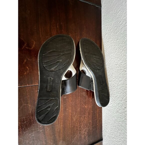 Anne Klein Thong Sandals Womens 7.5M Black Silver Leather Slip On - Picture 7 of 7